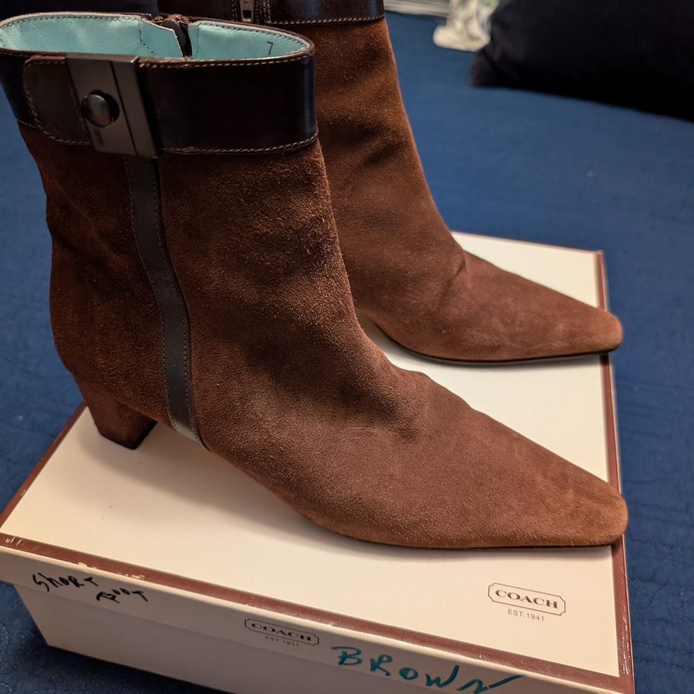 Coach Dark Brown Suede Ankle Booties